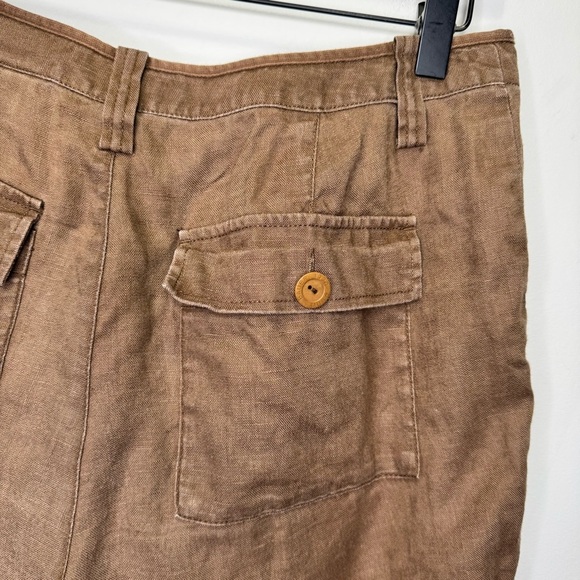 Eddie Bauer Tan Cropped Linen Pants Size 8 100% Linen - Picture 9 of 13